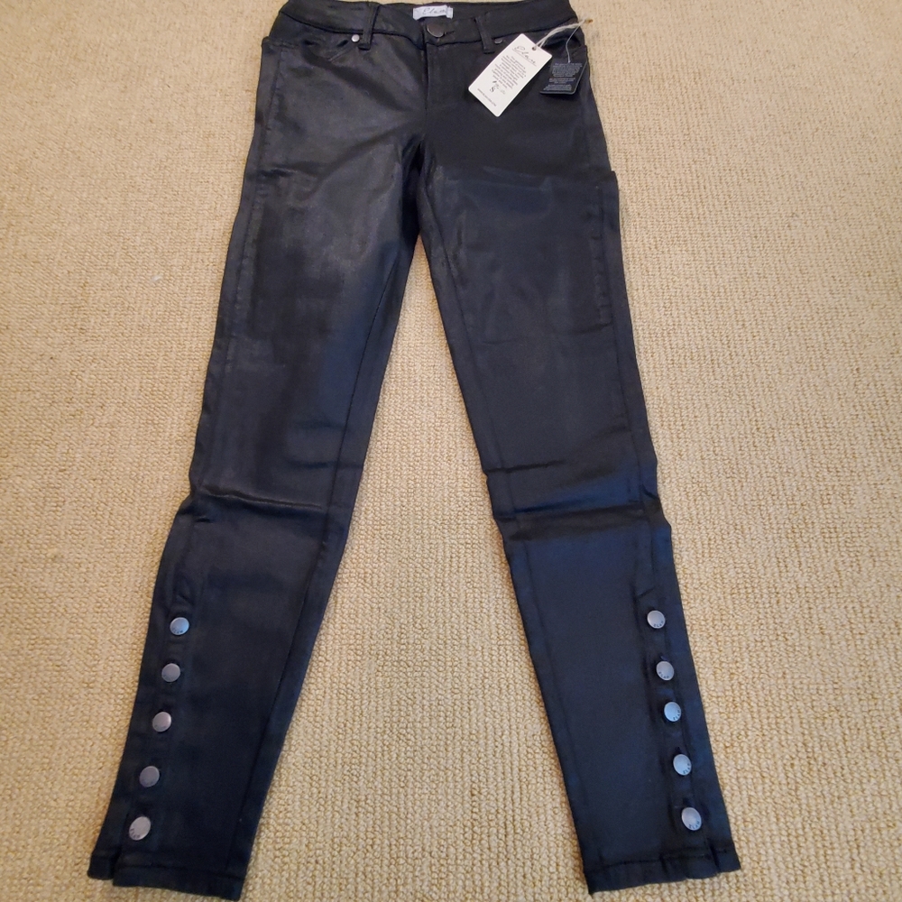 Elan Black coated 5 snap denim jean